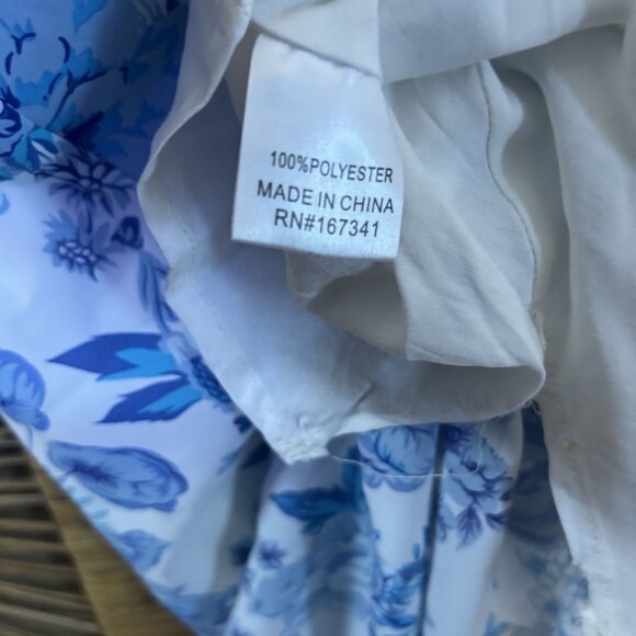 Hello Molly Blue White Floral Slip Midi Dress Size Large US 8 - Picture 3 of 8